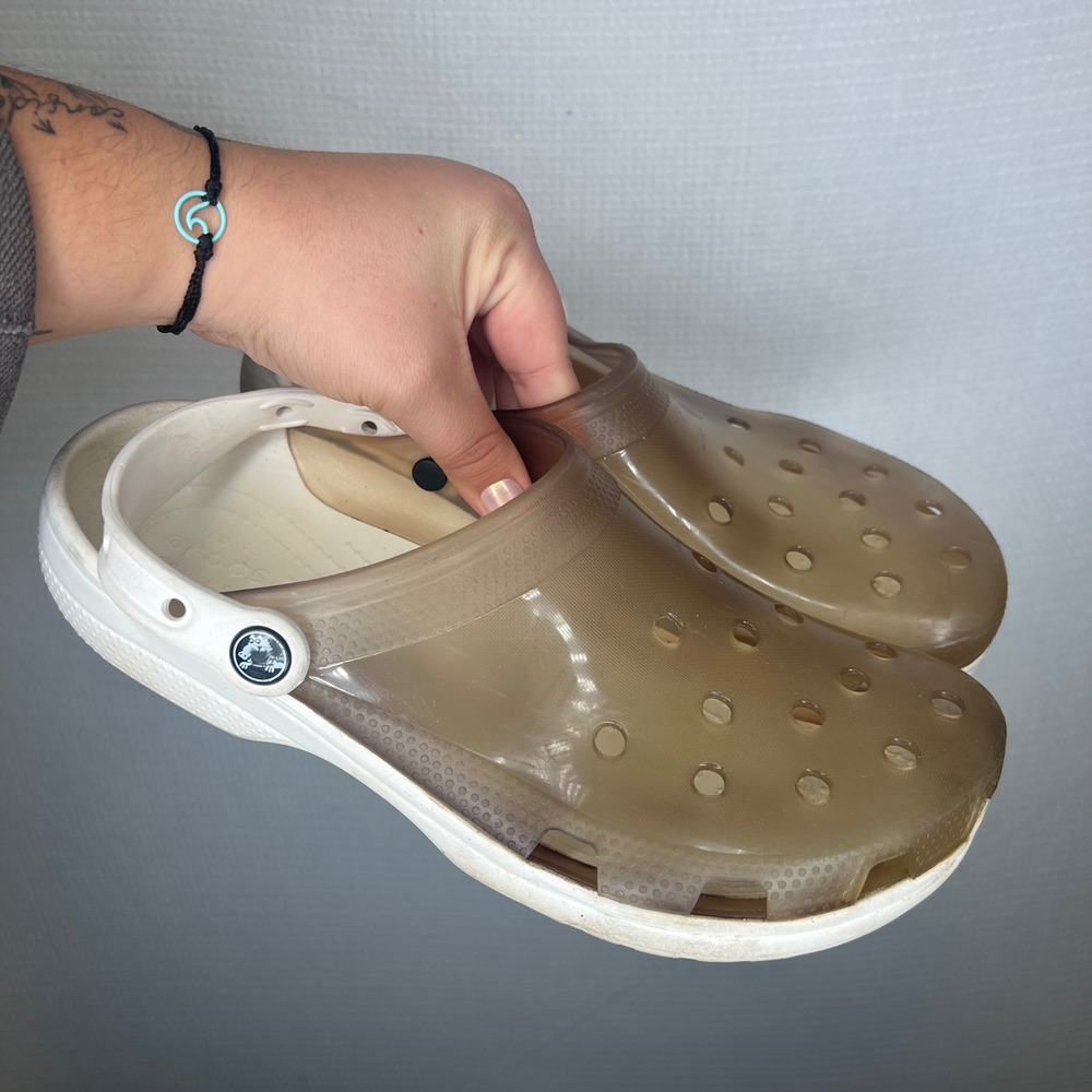 Crocs Classic Clog Translucent Smoke White Mens 10 Womens 12